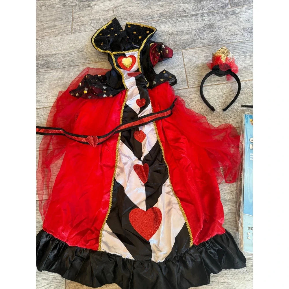 Spirit Halloween Queen of Hearts Costume 3T 4T Alice Wonderland Toddler Girls